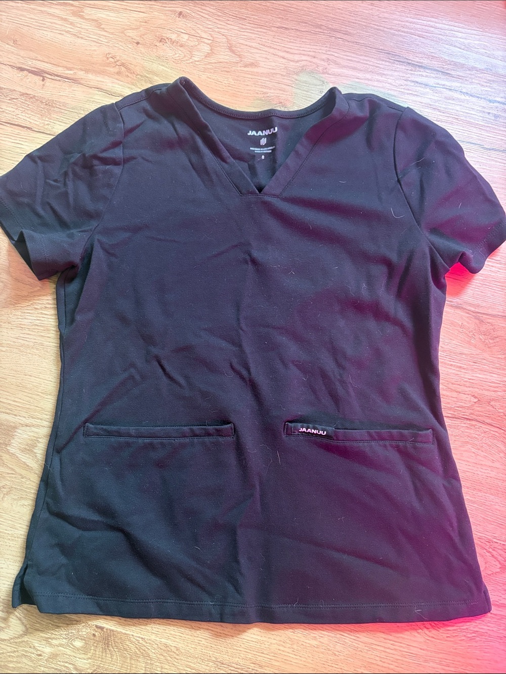 Jaanuu Black V-Neck Short Sleeve Scrub Top